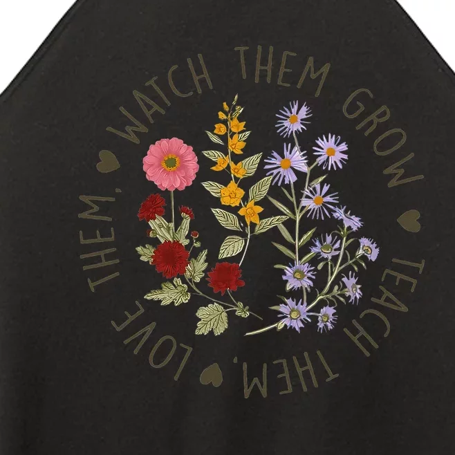 Teach Them Love Them Watch Them Grow Wildflower Teacher Women’s Perfect Tri Rocker Tank