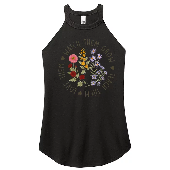 Teach Them Love Them Watch Them Grow Wildflower Teacher Women’s Perfect Tri Rocker Tank