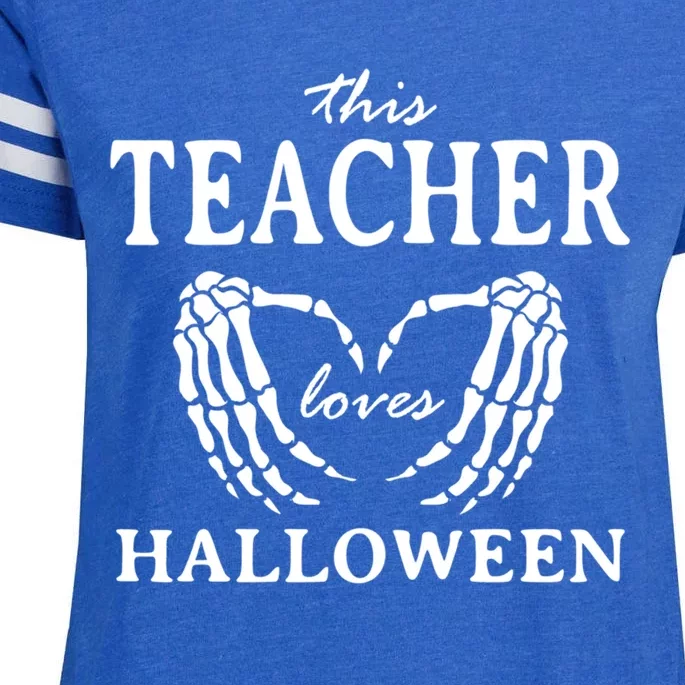 This Teacher Loves Halloween Teaching Scary Teach Spooky Gift Enza Ladies Jersey Football T-Shirt