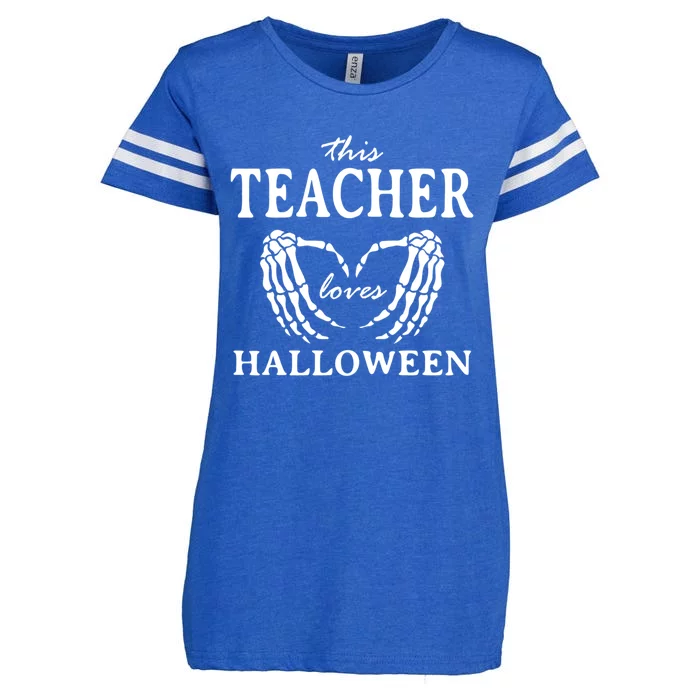 This Teacher Loves Halloween Teaching Scary Teach Spooky Gift Enza Ladies Jersey Football T-Shirt