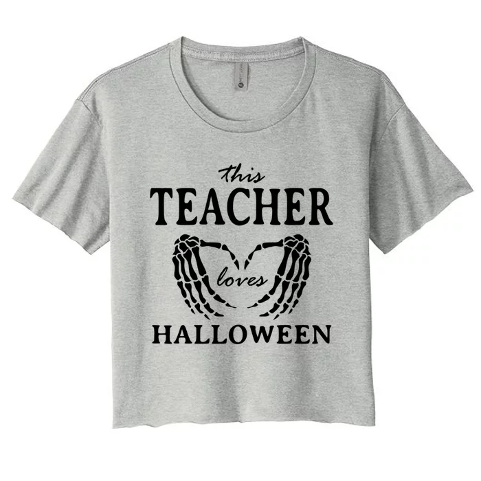 This Teacher Loves Halloween Teaching Scary Teach Spooky Gift Women's Crop Top Tee