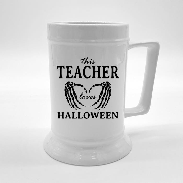 This Teacher Loves Halloween Teaching Scary Teach Spooky Gift Front & Back Beer Stein