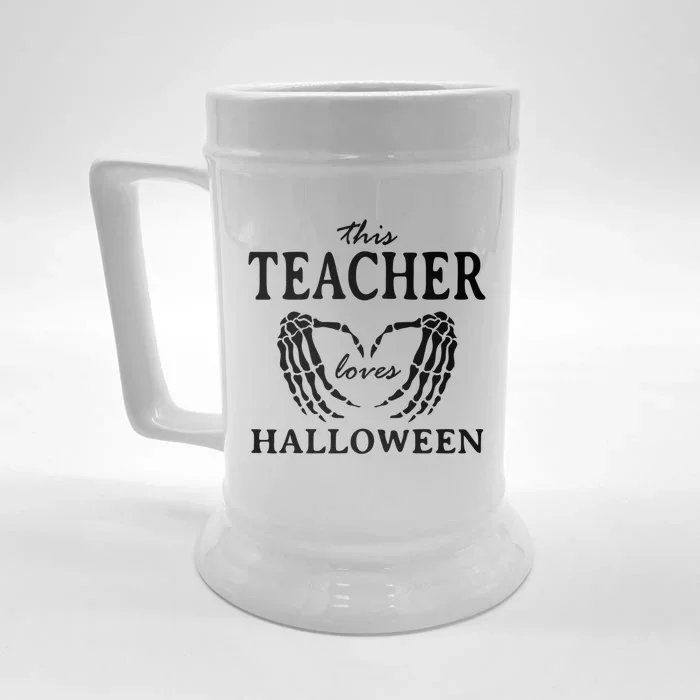 This Teacher Loves Halloween Teaching Scary Teach Spooky Gift Front & Back Beer Stein