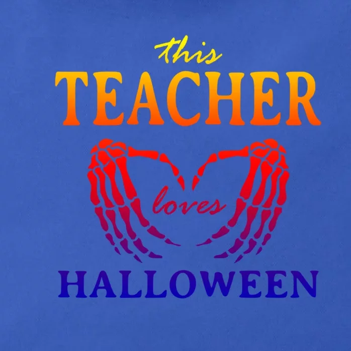 This Teacher Loves Halloween Teaching Scary Teach Spooky Great Gift Zip Tote Bag