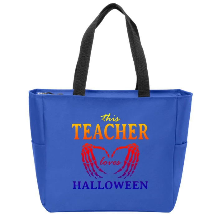 This Teacher Loves Halloween Teaching Scary Teach Spooky Great Gift Zip Tote Bag