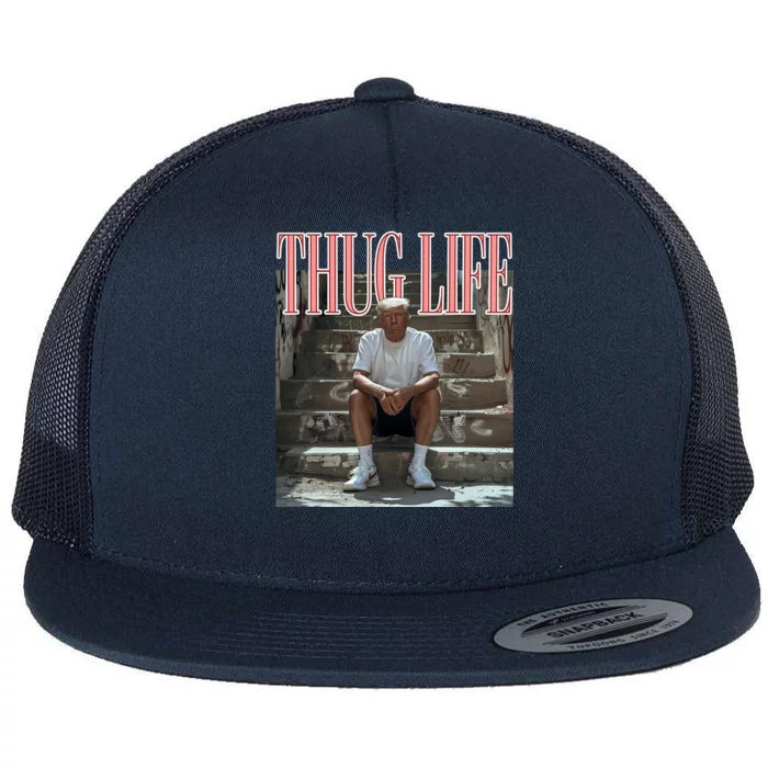 Trump Thug Life Pink Felon Conviction Flat Bill Trucker Hat