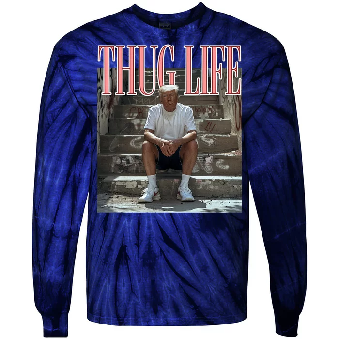 Trump Thug Life Pink Felon Conviction Tie-Dye Long Sleeve Shirt