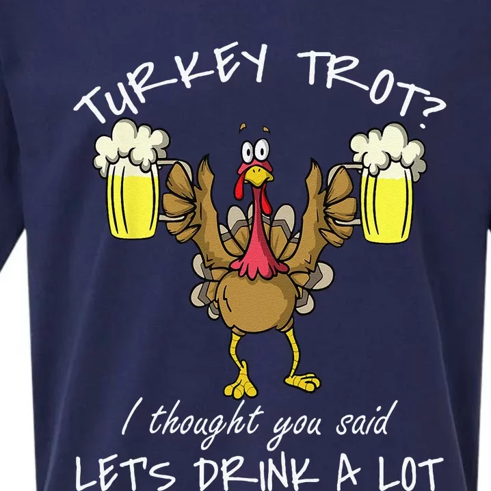 Turkey Trot Lets Drink A Lot Thanksgiving Day 5k Run Beer Sueded Cloud Jersey T-Shirt