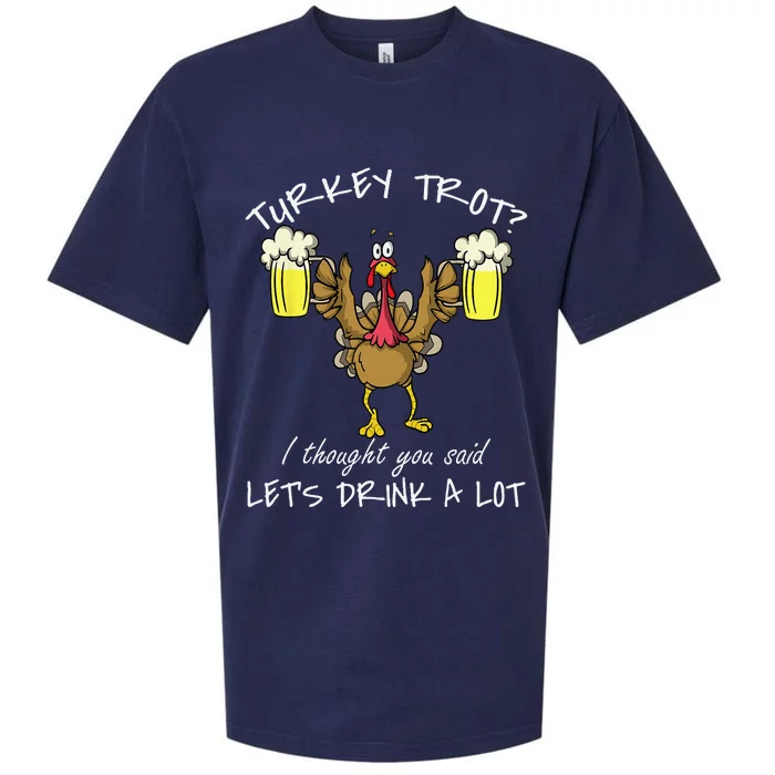 Turkey Trot Lets Drink A Lot Thanksgiving Day 5k Run Beer Sueded Cloud Jersey T-Shirt