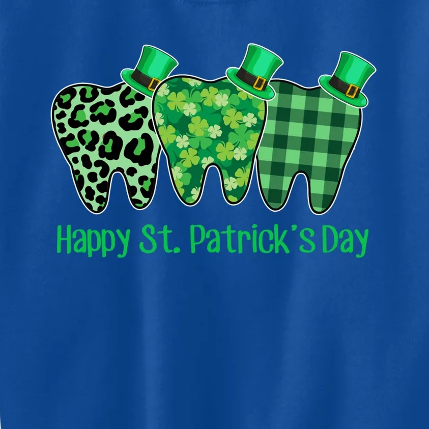 Three Tooth Leprechaun Hat Dentist Happy St Patrick's Day Gift Kids Sweatshirt