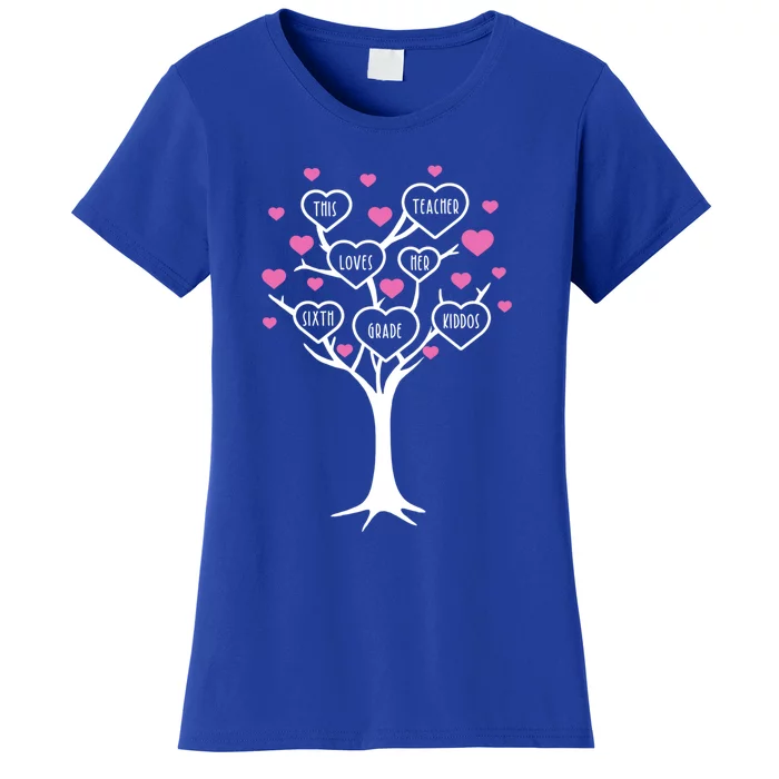 This Teacher Loves Her 6th Grade Valentines Day Tree Teach Gift Women's T-Shirt