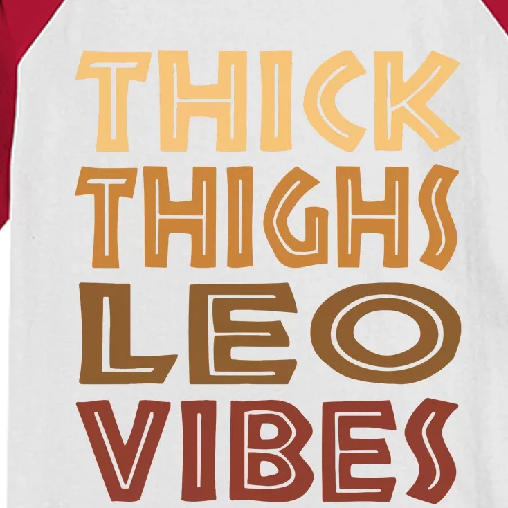 Thick Thighs Leo Vibes Melanin Black Women Horoscope Kids Colorblock Raglan Jersey