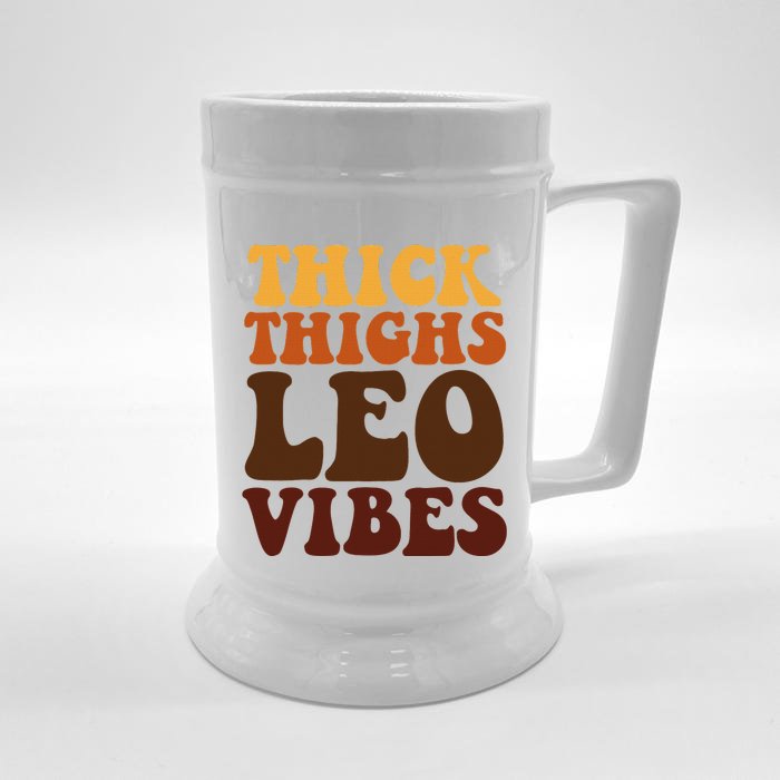 Thick Thighs Leo Vibes Zodiac Melanin Black Women Front & Back Beer Stein