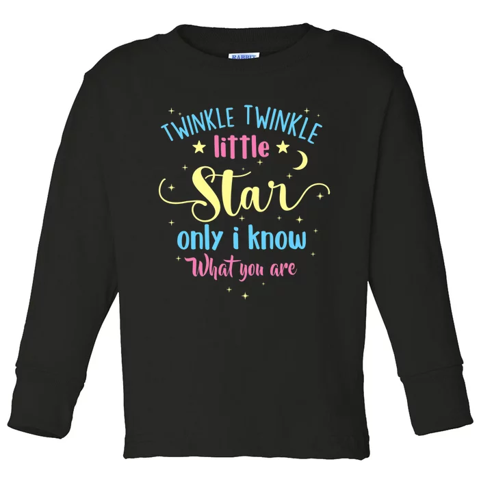 Twinkle Twinkle Little Star Gender Reveal Party Baby Shower Toddler Long Sleeve Shirt