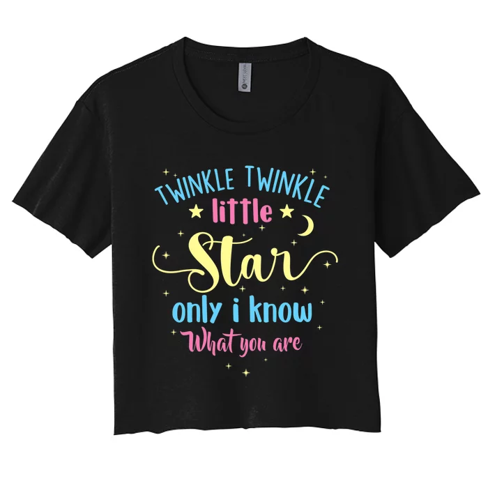 Twinkle Twinkle Little Star Gender Reveal Party Baby Shower Women's Crop Top Tee