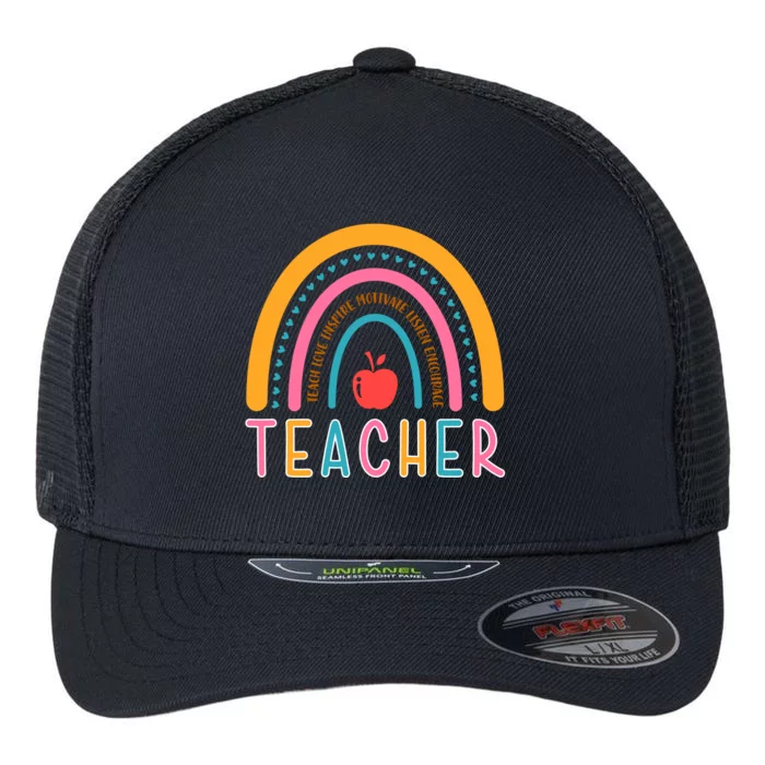 Teacher Teach Love Inspire Motivate Listen Encourage Flexfit Unipanel Trucker Cap