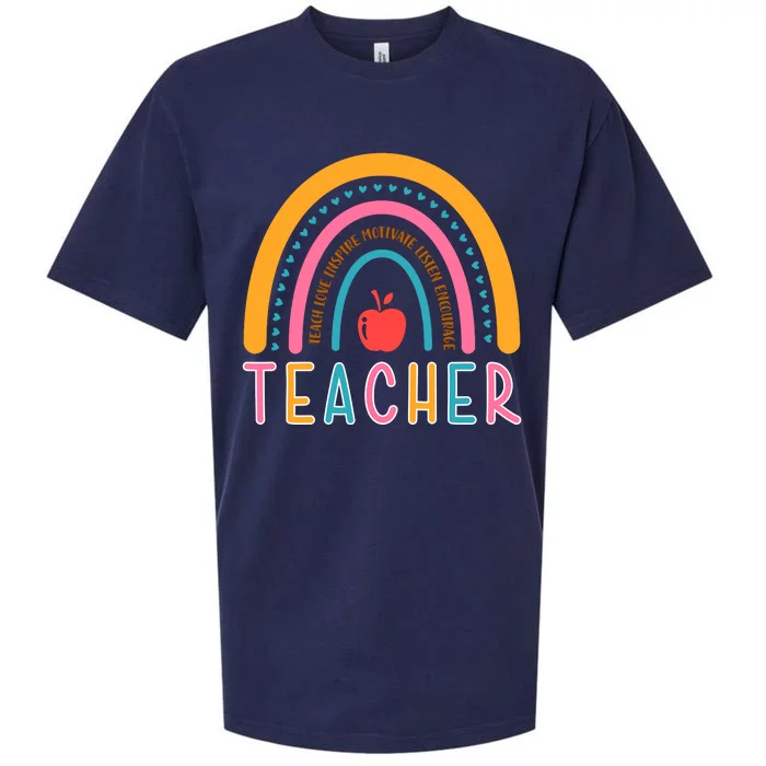 Teacher Teach Love Inspire Motivate Listen Encourage Sueded Cloud Jersey T-Shirt