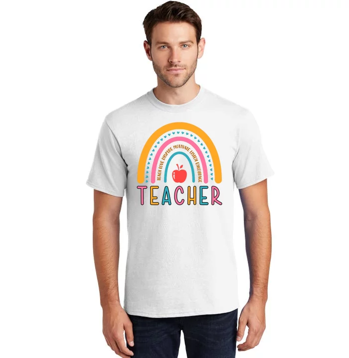 Teacher Teach Love Inspire Motivate Listen Encourage Tall T-Shirt