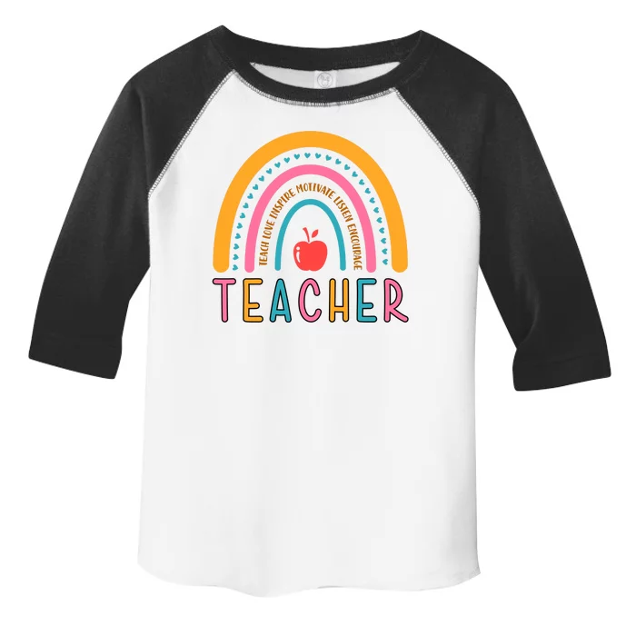 Teacher Teach Love Inspire Motivate Listen Encourage Toddler Fine Jersey T-Shirt