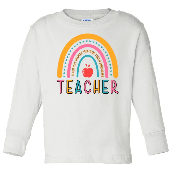 Teacher Teach Love Inspire Motivate Listen Encourage Toddler Long Sleeve Shirt