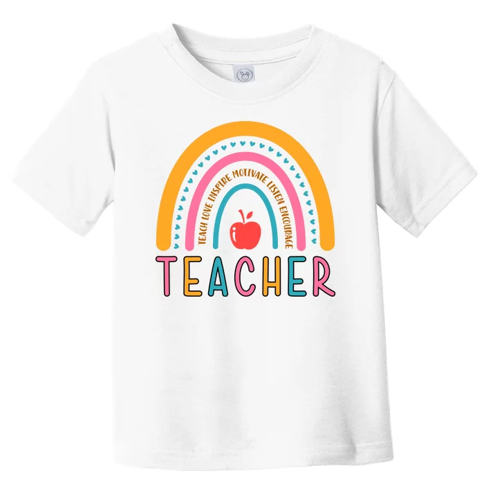 Teacher Teach Love Inspire Motivate Listen Encourage Toddler T-Shirt