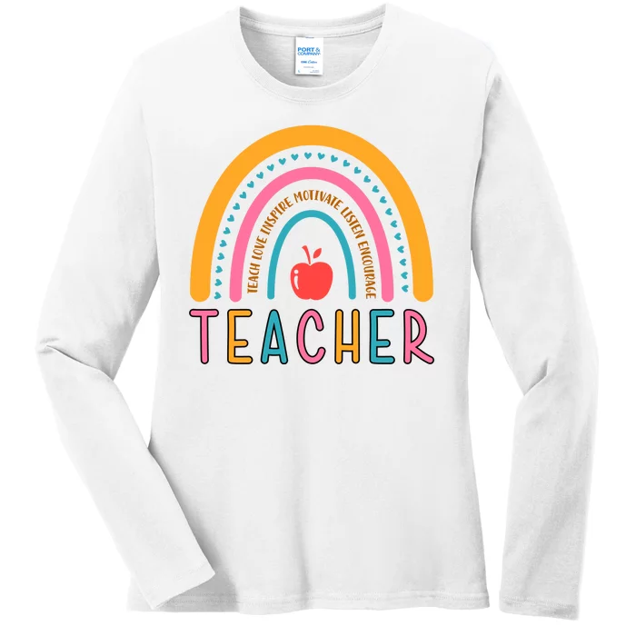 Teacher Teach Love Inspire Motivate Listen Encourage Ladies Long Sleeve Shirt