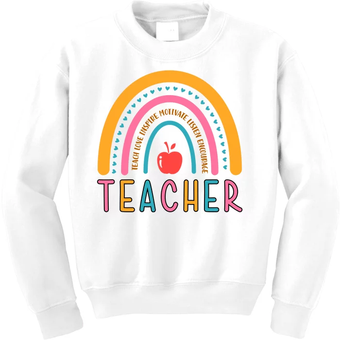 Teacher Teach Love Inspire Motivate Listen Encourage Kids Sweatshirt