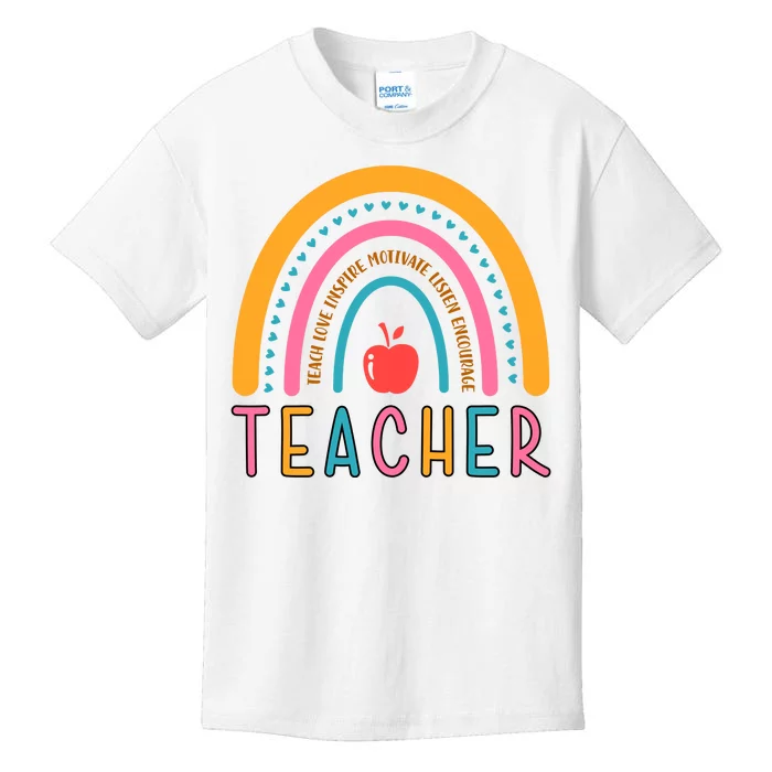 Teacher Teach Love Inspire Motivate Listen Encourage Kids T-Shirt