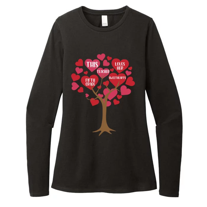 This Teacher Loves Her Valentines Day Tree Teach 5th Grade Gift Womens CVC Long Sleeve Shirt