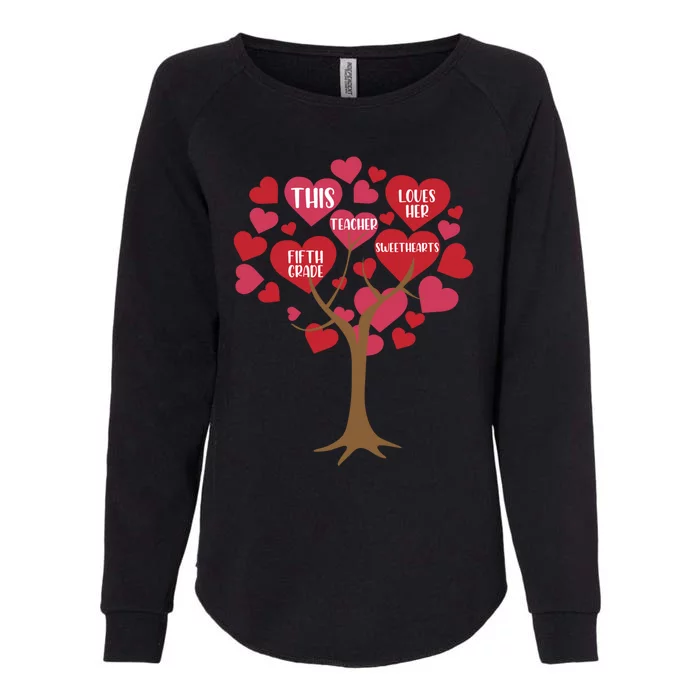 This Teacher Loves Her Valentines Day Tree Teach 5th Grade Gift Womens California Wash Sweatshirt