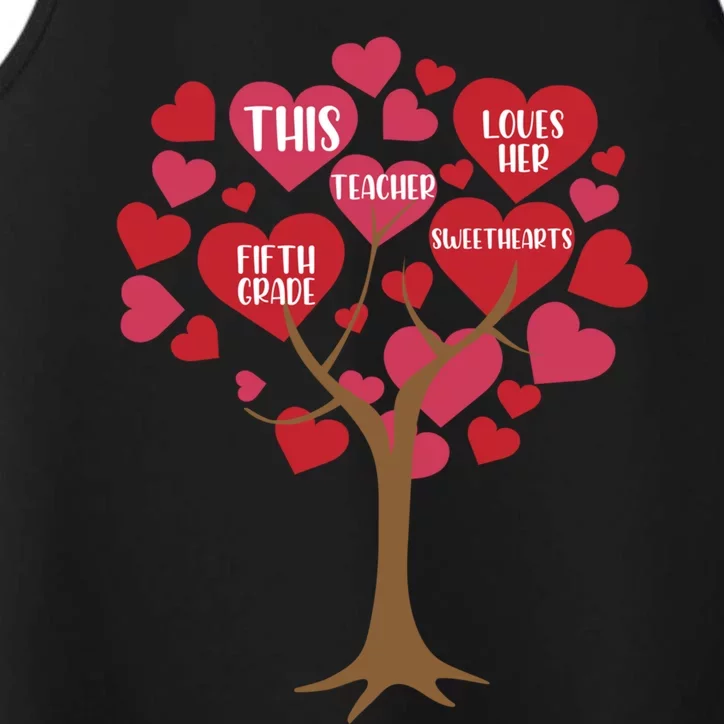 This Teacher Loves Her Valentines Day Tree Teach 5th Grade Gift Performance Tank