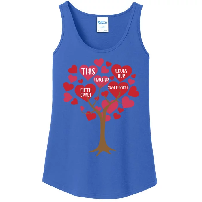 This Teacher Loves Her Valentines Day Tree Teach 5th Grade Gift Ladies Essential Tank