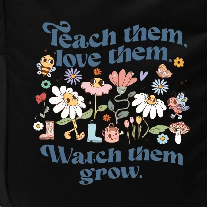 Teach Them Love Them Watch Them Grow Retro 1970s Teacher Impact Tech Backpack