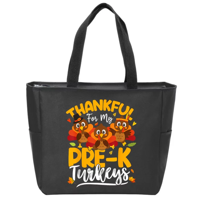 Thanksgiving Thankful My Prek Turkeys Pre K Teacher Student Zip Tote Bag