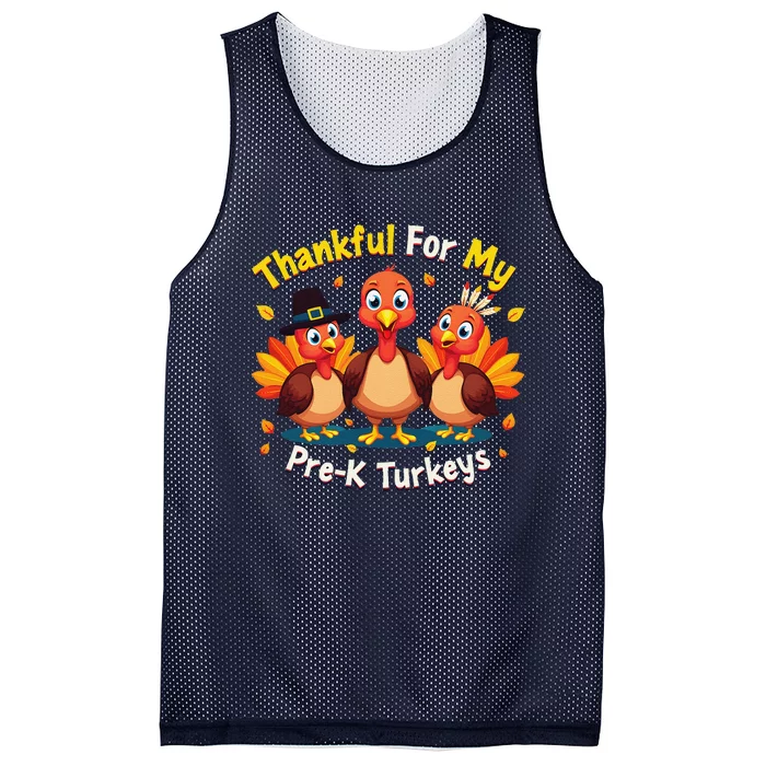 Thanksgiving Thankful My Prek Turkeys Teacher Student Mesh Reversible Basketball Jersey Tank