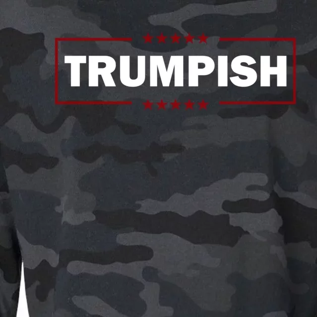 TRUMPISH Trump Mug Shot Hope Never Surrender Flag American Cropped Pullover Crew