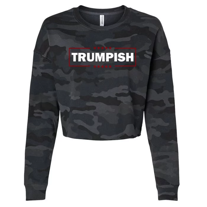 TRUMPISH Trump Mug Shot Hope Never Surrender Flag American Cropped Pullover Crew