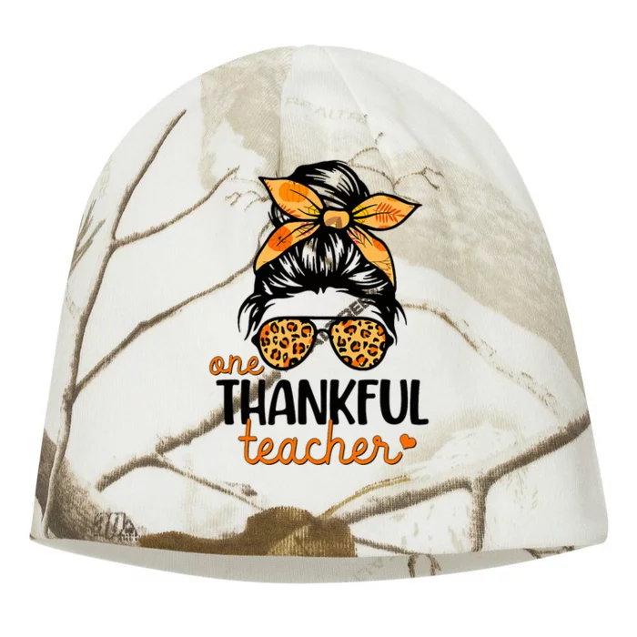 Thanksgiving Teacher Messy Bun Thankful Teacher Kati - Camo Knit Beanie