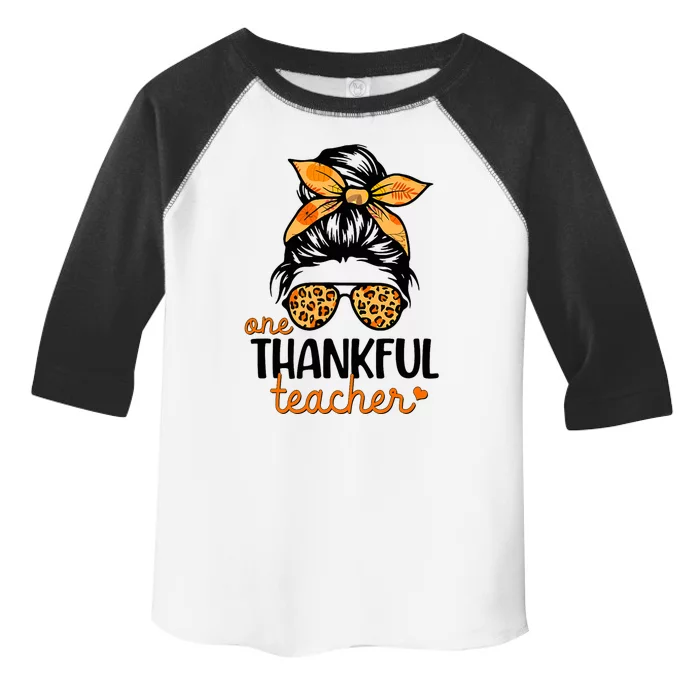 Thanksgiving Teacher Messy Bun Thankful Teacher Toddler Fine Jersey T-Shirt