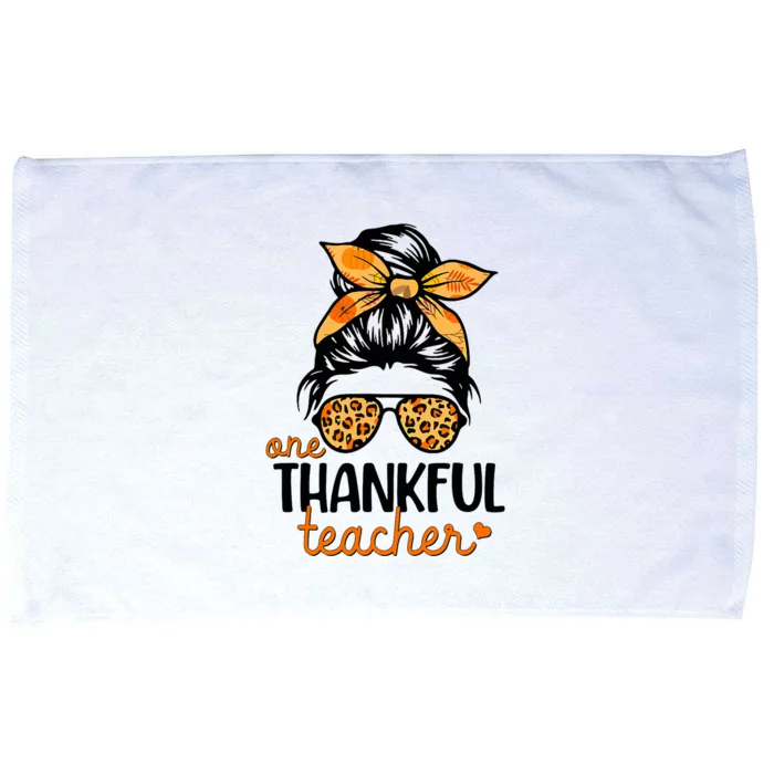 Thanksgiving Teacher Messy Bun Thankful Teacher Microfiber Hand Towel