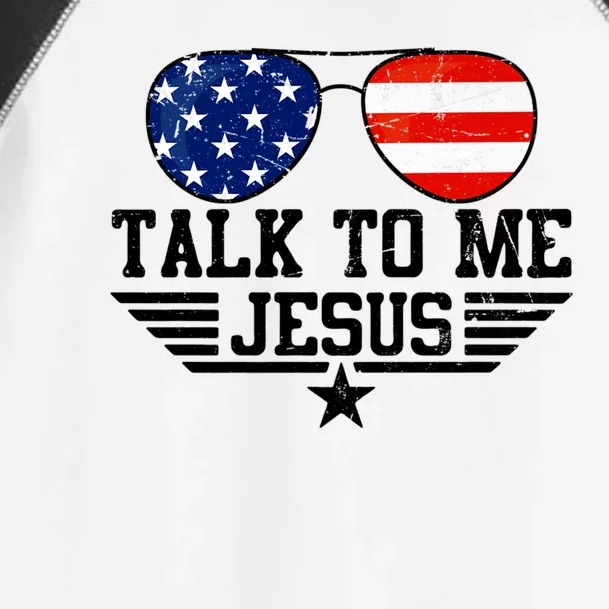 Talk To Me Jesus Glasses Usa Flag Toddler Fine Jersey T-Shirt