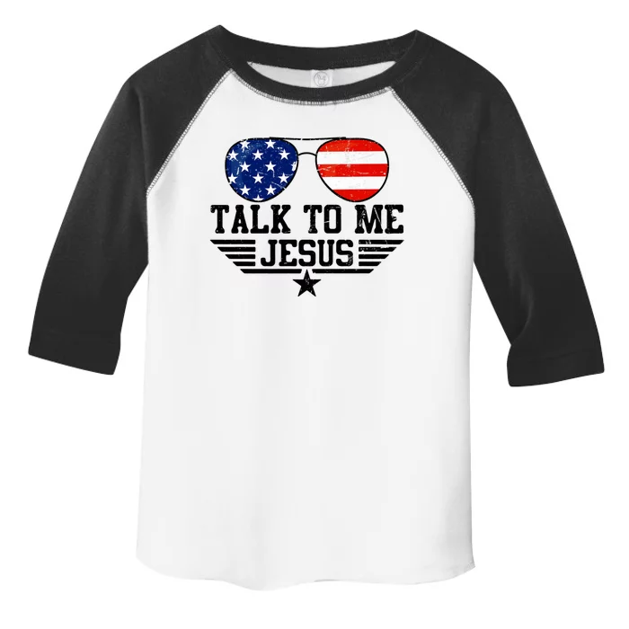 Talk To Me Jesus Glasses Usa Flag Toddler Fine Jersey T-Shirt