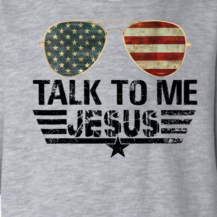 Talk To Me Jesus Glasses US Flag Toddler Hoodie