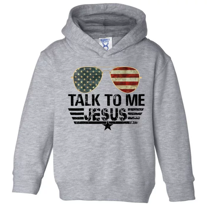 Talk To Me Jesus Glasses US Flag Toddler Hoodie