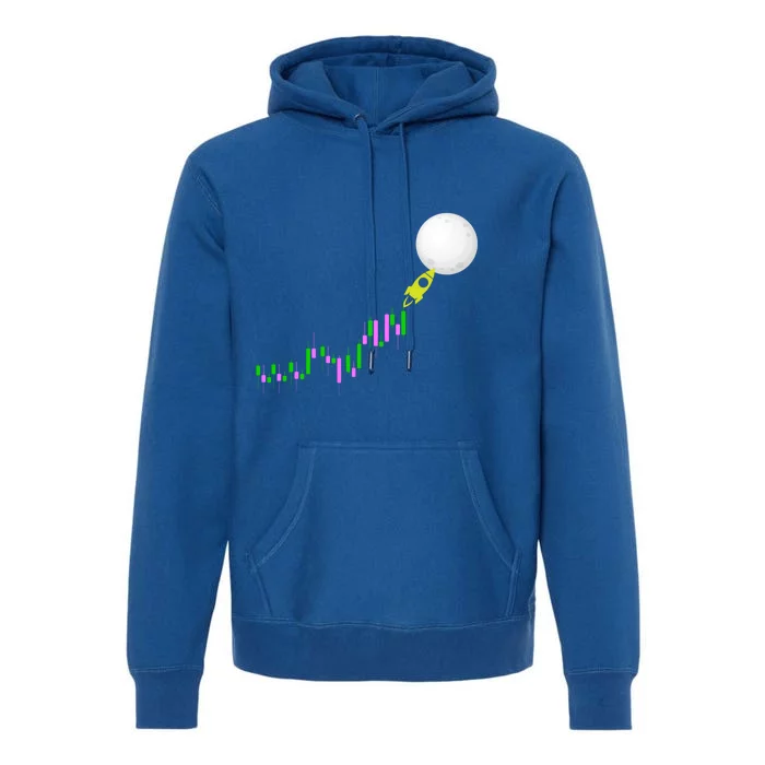 To The Moon Uptrend Trader Funny Gift Premium Hoodie