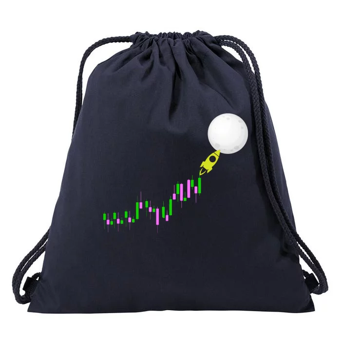 To The Moon Uptrend Trader Funny Gift Drawstring Bag