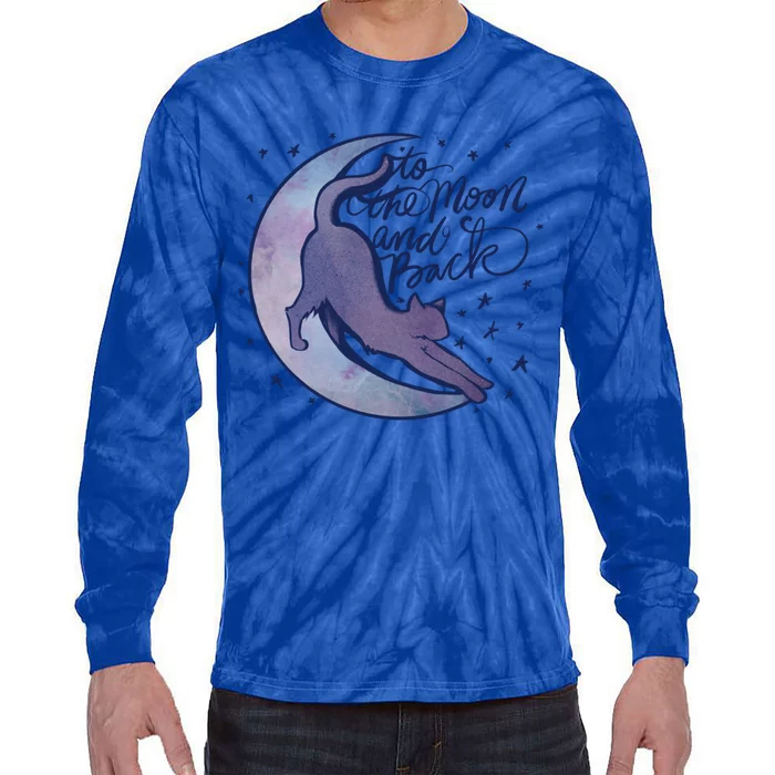 To The Moon And Back Witch Moon Kitten Cats Gift Tie-Dye Long Sleeve Shirt