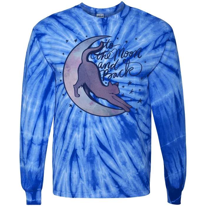 To The Moon And Back Witch Moon Kitten Cats Gift Tie-Dye Long Sleeve Shirt