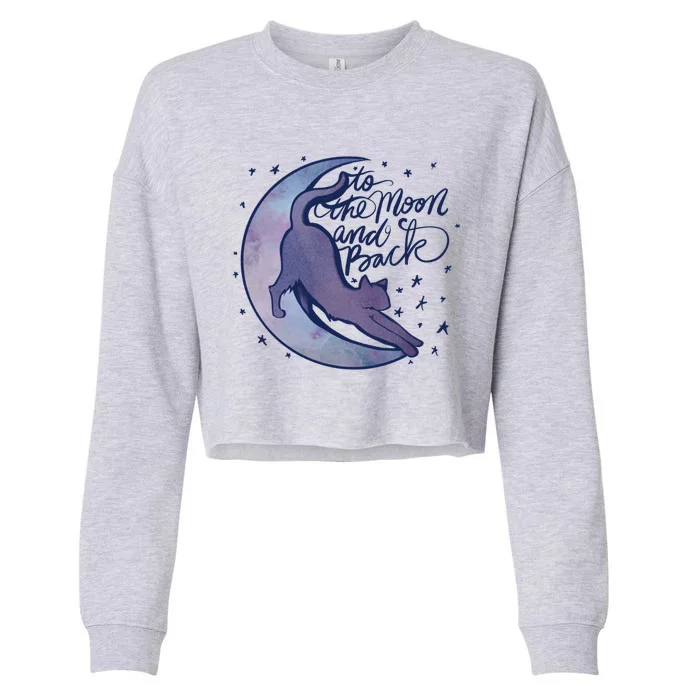 To The Moon And Back Witch Moon Kitten Cats Gift Cropped Pullover Crew