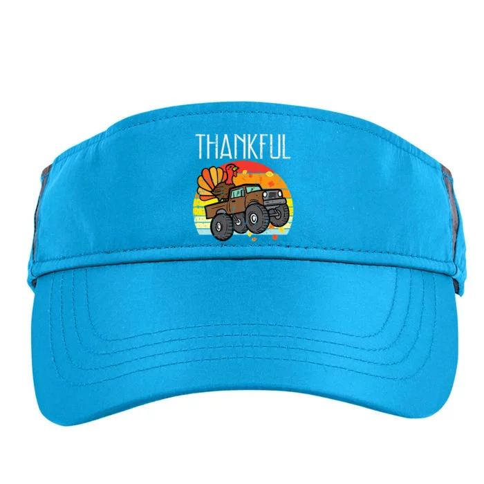 Thankful Turkey Monster Truck Retro Thanksgiving Adult Drive Performance Visor